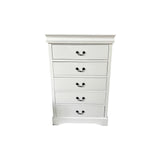 Dressers: Tallboy with 5 Storage Drawers in Solid Wooden Metal Handles White Colour