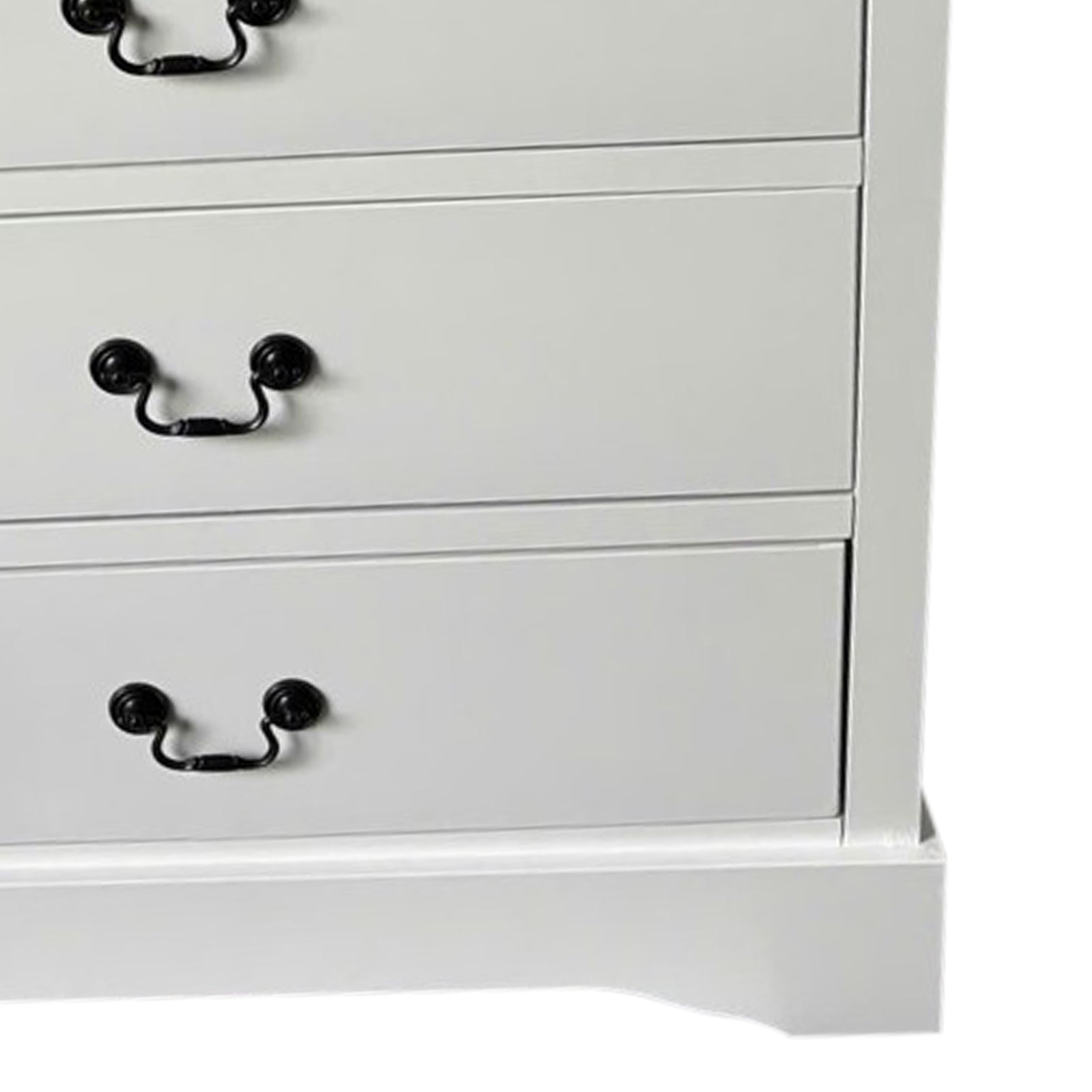 Dressers: Tallboy with 5 Storage Drawers in Solid Wooden Metal Handles White Colour