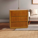 Dressers: Tallboy MDF Brown Colour Waveform Design Three Drawers