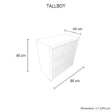 Dressers: Tallboy MDF Brown Colour Waveform Design Three Drawers