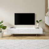 TV Units: TV Cabinet MDF Glossy Storage Drawers Metal Base Entertainment Unit