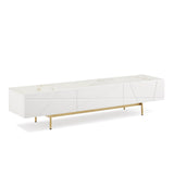 TV Units: TV Cabinet MDF Glossy Storage Drawers Metal Base Entertainment Unit