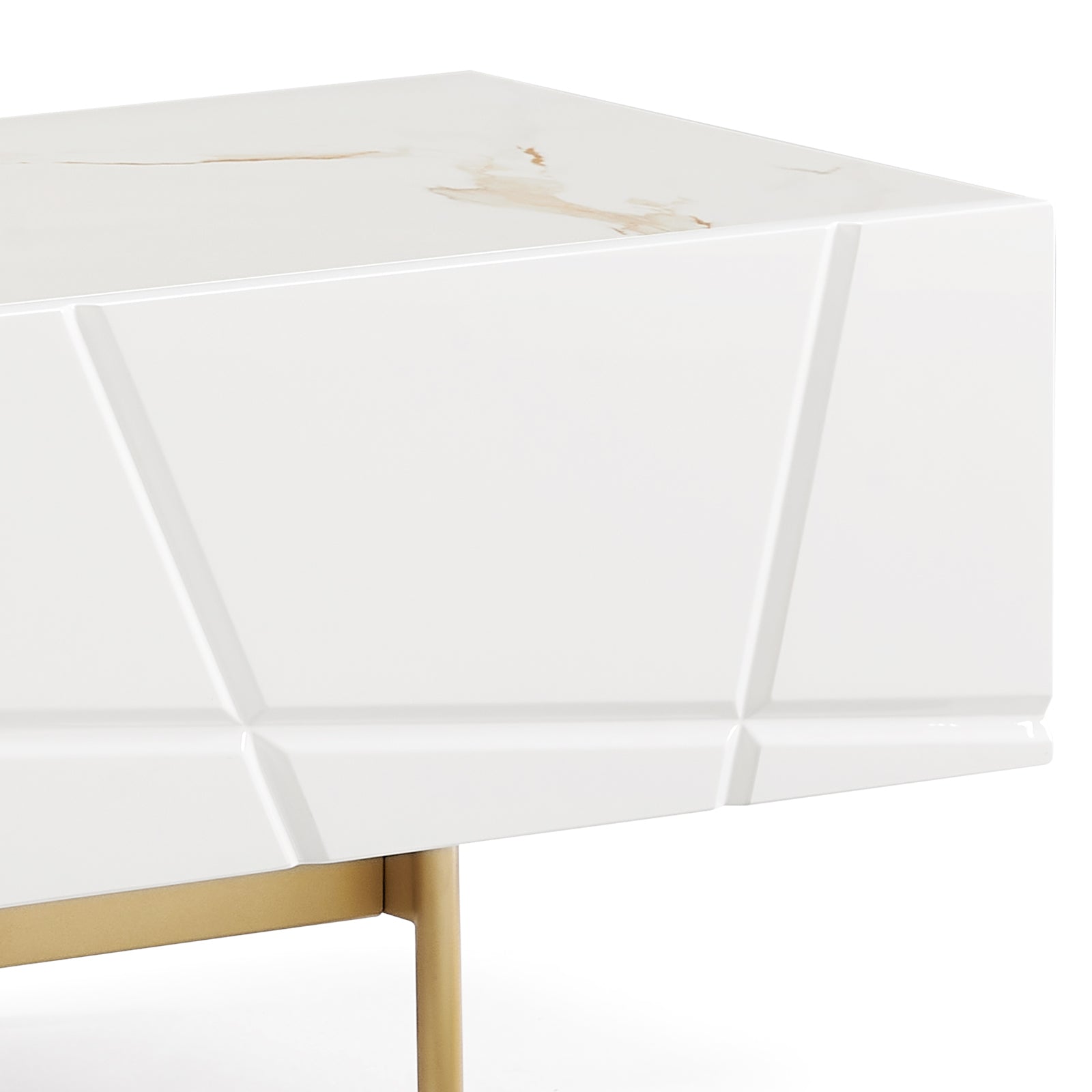 TV Units: TV Cabinet MDF Glossy Storage Drawers Metal Base Entertainment Unit
