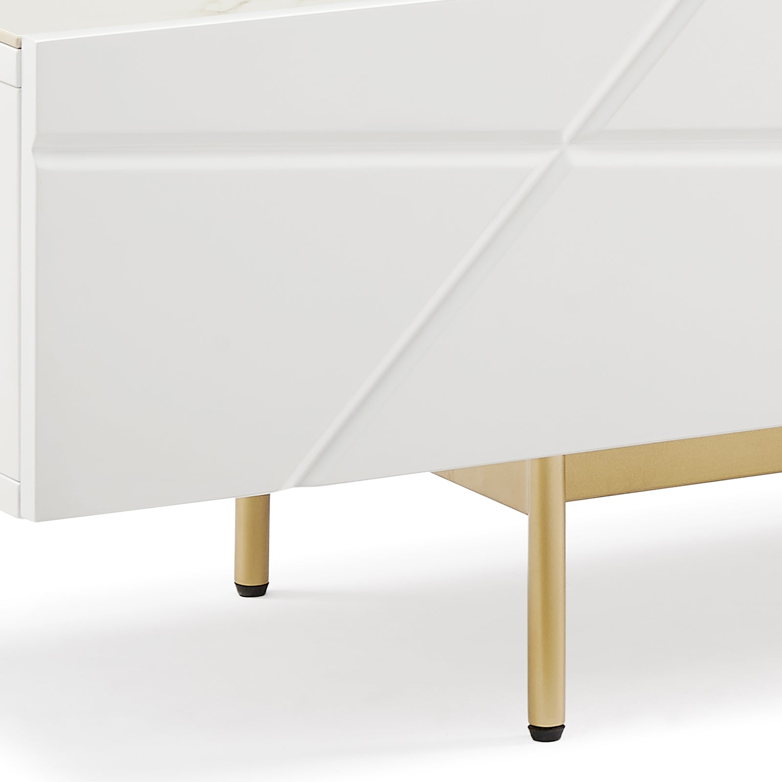 TV Units: TV Cabinet MDF Glossy Storage Drawers Metal Base Entertainment Unit