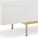 TV Units: TV Cabinet MDF Glossy Storage Drawers Metal Base Entertainment Unit
