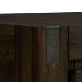 TV Units: TV Cabinet with 3 Storage Drawers with Shelf Solid Acacia Wooden Frame Entertainment Unit in Chocolate Colour