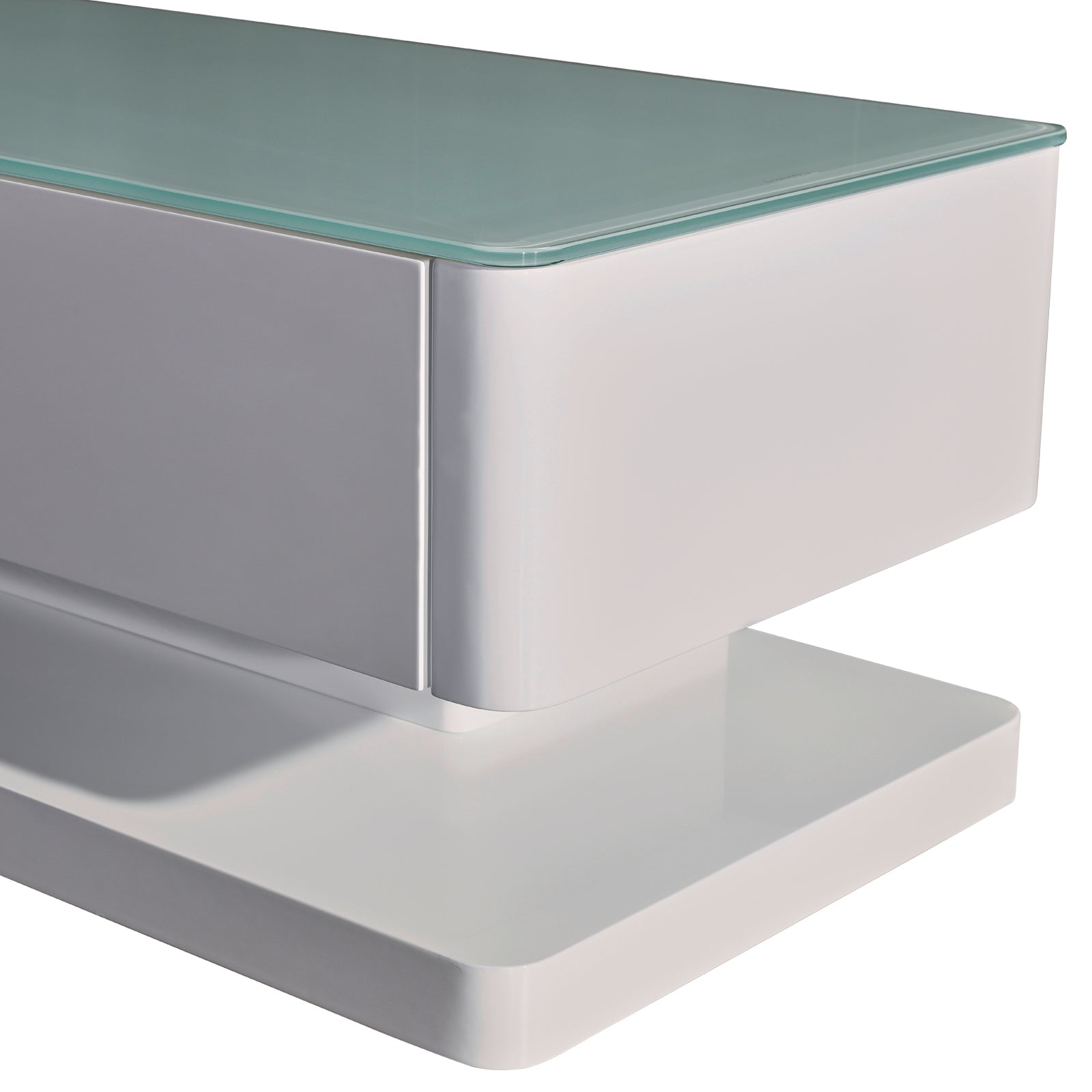 TV Units: TV Cabinet with 3 Storage Drawers With High Glossy Assembled Entertainment Unit in White colour