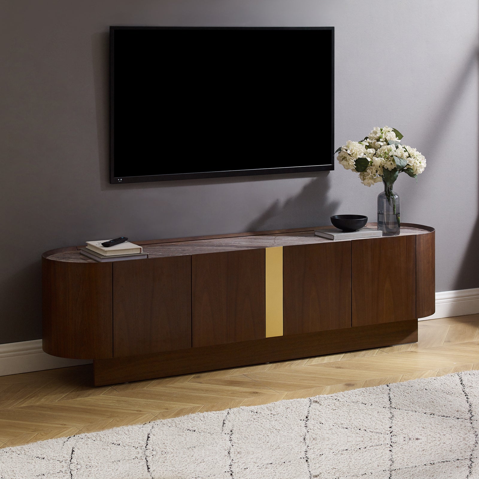 TV Units: TV Cabinet MDF Board Melamine Interior Storage Entertainment Unit