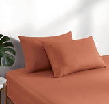 100% Vintage Washed Cotton Fitted Sheet Combo Set – 100% Natural Cotton, Ultra Soft & Breathable – Includes Fitted Sheet & Pillowcases – Machine Washable (Brick, Single)