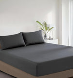 100% Vintage Washed Cotton Fitted Sheet Combo Set – 100% Natural Cotton, Ultra Soft & Breathable – Includes Fitted Sheet & Pillowcases – Machine Washable (Charcoal, Single)