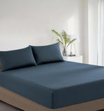 100% Vintage Washed Cotton Fitted Sheet Combo Set – 100% Natural Cotton, Ultra Soft & Breathable – Includes Fitted Sheet & Pillowcases – Machine Washable (Indigo, Single)