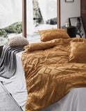 100% Premium Tufted Microfibre Quilt Cover Set - Ultra-Soft, Durable Embroidery Bedding Comforter Set - Machine Washable & Zipper Closure - Caramel - Single