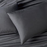 100% Cotton Vintage Washed Bed Quilt Cover Set - Charcoal - Single