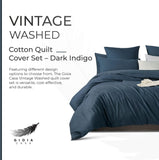 100% (2Pcs) Cotton Vintage Washed Bed Quilt Cover Set - Dark Indigo - Single