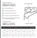 100% Cotton Vintage Washed Bed Quilt Cover Set - Dark Indigo - Single