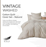 100% Cotton Vintage Washed Bed Quilt Cover Set (2Pcs) - Natural - Single