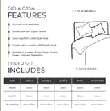 100% Cotton Vintage Washed Bed Quilt Cover Set - Natural - Single