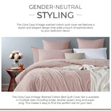 100% Cotton Vintage Washed Bed Quilt Cover Set - Pink - Single