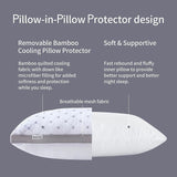 Premium Bamboo Cooling Twin Pack Plush Down-Like Pillows - Medium to High Profile (2PCS) - with Free 2 Quilted Pillow Protectors (Improved Version)