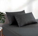 100% Vintage Washed Cotton Fitted Sheet Combo Set – 100% Natural Cotton, Ultra Soft & Breathable – Includes Fitted Sheet & Pillowcases – Machine Washable (Charcoal, Double)