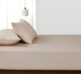 100% Vintage Washed Cotton Fitted Sheet Combo Set – 100% Natural Cotton, Ultra Soft & Breathable – Includes Fitted Sheet & Pillowcases – Machine Washable (Natural, Double)