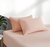 100% Vintage Washed Cotton Fitted Sheet Combo Set – 100% Natural Cotton, Ultra Soft & Breathable – Includes Fitted Sheet & Pillowcases – Machine Washable (Pink, Double)