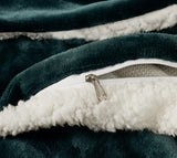 2-in-1 Teddy Sherpa Quilt Cover Set (Double Size - Emerald Green)