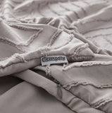 100% Premium Tufted Microfibre Quilt Cover Set - Ultra-Soft, Durable Embroidery Bedding Comforter Set - Machine Washable & Zipper Closure - Beige - Double