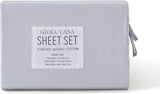 Vintage Washed 100% Cotton Sheet Set with 2 Pillowcases - Silver - Double