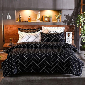 Print Microfibre Quilt Cover Set (3Pcs) - Ultra Soft, Comfy, Luxurious Duvet Cover with Zipper Closure - Elegant Design Quilt Cover Set for Bedding - Glen - Queen Size