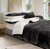 2-in-1 Teddy Sherpa Quilt Cover Set (Queen Size - Charcoal)