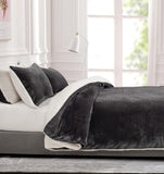 2-in-1 Teddy Sherpa Quilt Cover Set (Queen Size - Charcoal)