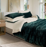 2-in-1 Teddy Sherpa Quilt Cover Set (Queen Size - Emerald Green)