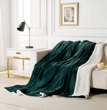 2-in-1 Teddy Sherpa Quilt Cover Set (Queen Size - Emerald Green)