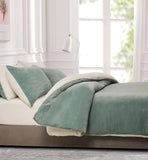 2-in-1 Teddy Sherpa Quilt Cover Set (Queen Size - Sage Green)