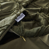 100% Premium Tufted Microfibre Quilt Cover Set - Ultra-Soft, Durable Embroidery Bedding Comforter Set - Machine Washable & Zipper Closure - Khaki Green - Queen