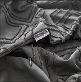 100% Premium Tufted Microfibre Quilt Cover Set - Ultra-Soft, Durable Embroidery Bedding Comforter Set - Machine Washable & Zipper Closure - Smoke - Queen