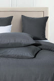 100% Premium Waffle Microfibre Quilt Cover Set (3Pcs) - Dark Grey - Queen