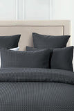 100% Premium Waffle Microfibre Quilt Cover Set (3Pcs) - Dark Grey - Queen