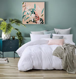 100% Jersey Cotton Quilt Cover Set - White - Queen