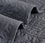 Lisbon Quilted 3-Piece Embossed Coverlet Set (Charcoal, Queen/King)