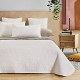 Lisbon Quilted 3-Piece Embossed Coverlet Set (White, Queen/King)