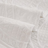 Lisbon Quilted 3-Piece Embossed Coverlet Set (White, Queen/King)