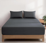 100% Vintage Washed Cotton Fitted Sheet Combo Set – 100% Natural Cotton, Ultra Soft & Breathable – Includes Fitted Sheet & Pillowcases – Machine Washable (Charcoal, King)