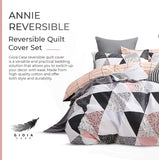 100% Cotton Reversible Quilt Cover Set - Annie - King Size