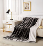 2-in-1 Teddy Sherpa Quilt Cover Set (King Size - Charcoal)