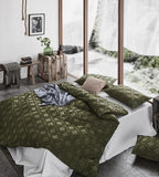 100% Premium Tufted Microfibre Quilt Cover Set - Ultra-Soft, Durable Embroidery Bedding Comforter Set - Machine Washable & Zipper Closure - Khaki Green - King
