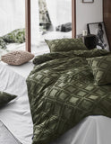 100% Premium Tufted Microfibre Quilt Cover Set - Ultra-Soft, Durable Embroidery Bedding Comforter Set - Machine Washable & Zipper Closure - Khaki Green - King