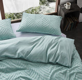 100% Premium Tufted Microfibre Quilt Cover Set - Ultra-Soft, Durable Embroidery Bedding Comforter Set - Machine Washable & Zipper Closure - Sage Green - King
