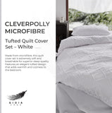100% Premium Tufted Microfibre Quilt Cover Set - Ultra-Soft, Durable Embroidery Bedding Comforter Set - Machine Washable & Zipper Closure - White - King